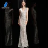 V-Neck Sequin Mermaid Evening Dress with Open Back