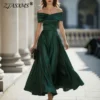 Off-Shoulder Foldover-Neck A-Line Maxi Dress with Open Back
