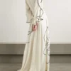 Black-and-White Printed Maxi Dress with Empire Waist