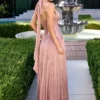 V-Neck A-Line Floor-Length Dress with Empire Waist