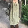 Women's Long Floral Prairie Chic Dress – Sleeveless A-Line Mid-Calf