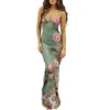Vintage Floral Backless Spaghetti-Strap Bodycon Knee-Length Dress