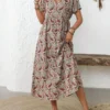 Boho Paisley A-Line Mini Dress with Sweetheart Neckline