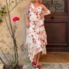 Floral Print A-Line Ankle-Length Dress with V-Neck