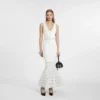 V-Neck Sleeveless Mermaid Maxi Dress with Rhinestone Detail