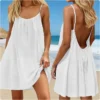 Backless A-Line Sundress with Adjustable Straps for Vacation