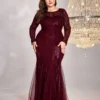 Red Tulle Mermaid Maxi Dress with Sweep Train