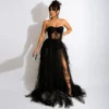 Strapless Lace Ball Gown Maxi Dress with Floor-Length Silhouette