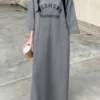 Oversized A-Line T-Shirt Dress with Half Sleeves