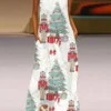 Christmas Tree Plaid Maxi Dress with V-Neck
