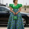 Plus Size Ruffle Maxi Dress with V-Neck and Short Sleeves