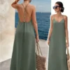 Backless A-Line Ankle-Length Sundress for Beach Getaways