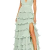 Floor-Length A-Line Chiffon Evening Dress with Deep V-Neck