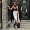 Halter Lace Backless Maxi Dress with High Side Slit