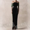 Off-the-Shoulder Prom Gown with Beading in a Floor-Length Cut