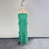 Strapless Ruffle Maxi Dress with Empire Waist
