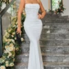 Backless Spaghetti-Strap Fishbone Bodycon Maxi Dress