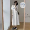 Women's Casual Letter Print Maxi T-Shirt Dress – Short Sleeve
